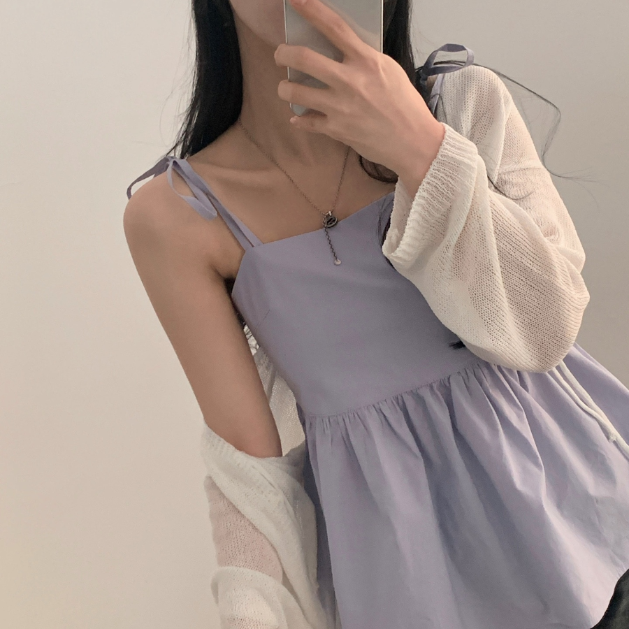 Heidi Corset Square-Neck Strap Ribbon Blouse