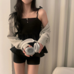 Heidi Corset Square-Neck Strap Ribbon Blouse