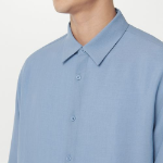 Relaxed Linen-Like Shirt [Socks Blue]
