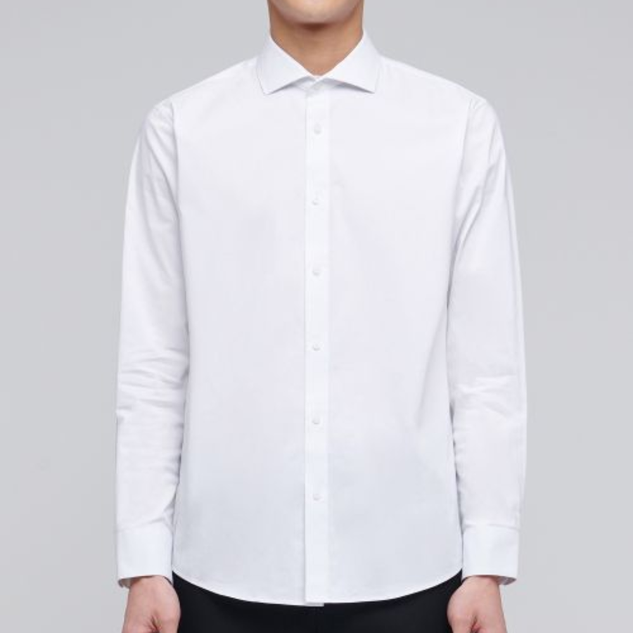 Wide Spread Collar Dress Shirt [White]