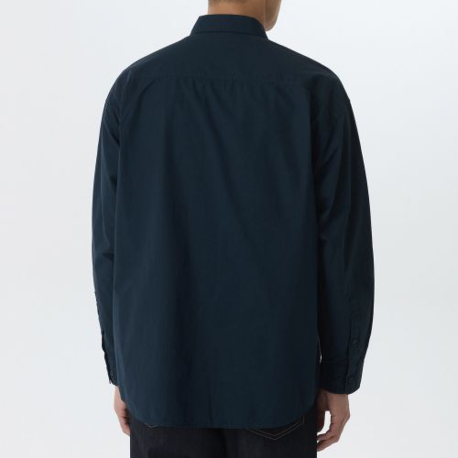 Oversized Washed Poplin Shirt [Navy]