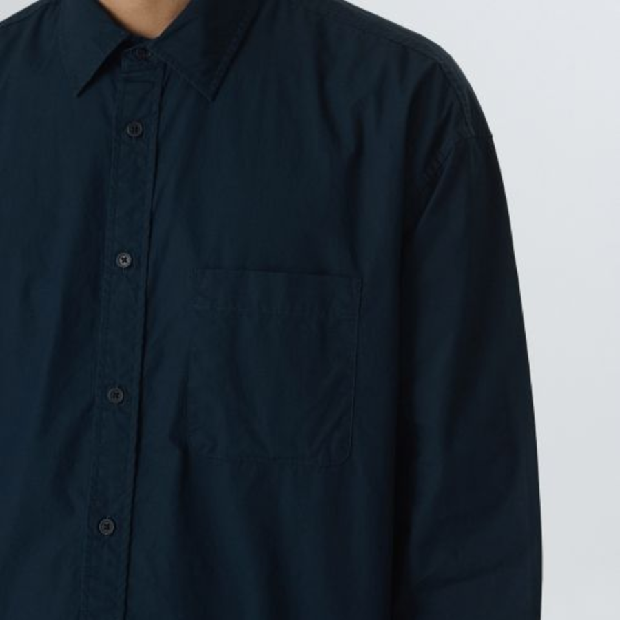 Oversized Washed Poplin Shirt [Navy]