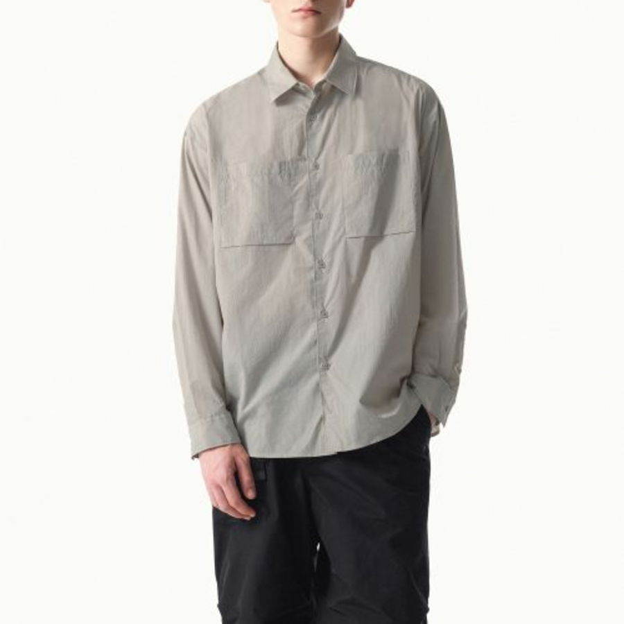 City Leisure Lightweight Nylon Oversized Shirt [Light Grey]