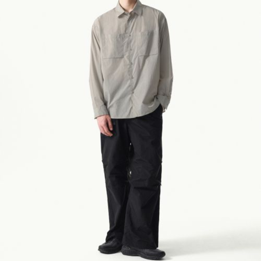 City Leisure Lightweight Nylon Oversized Shirt [Light Grey]