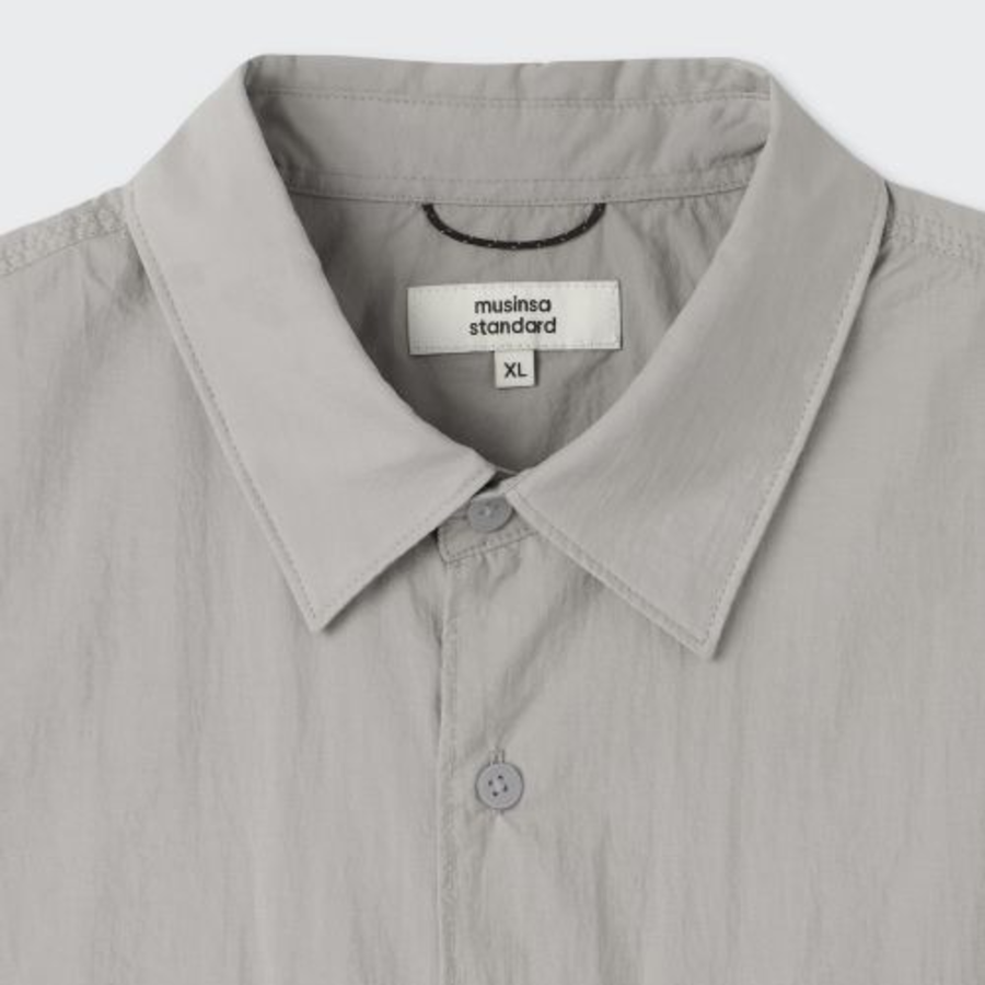 City Leisure Lightweight Nylon Oversized Shirt [Light Grey]