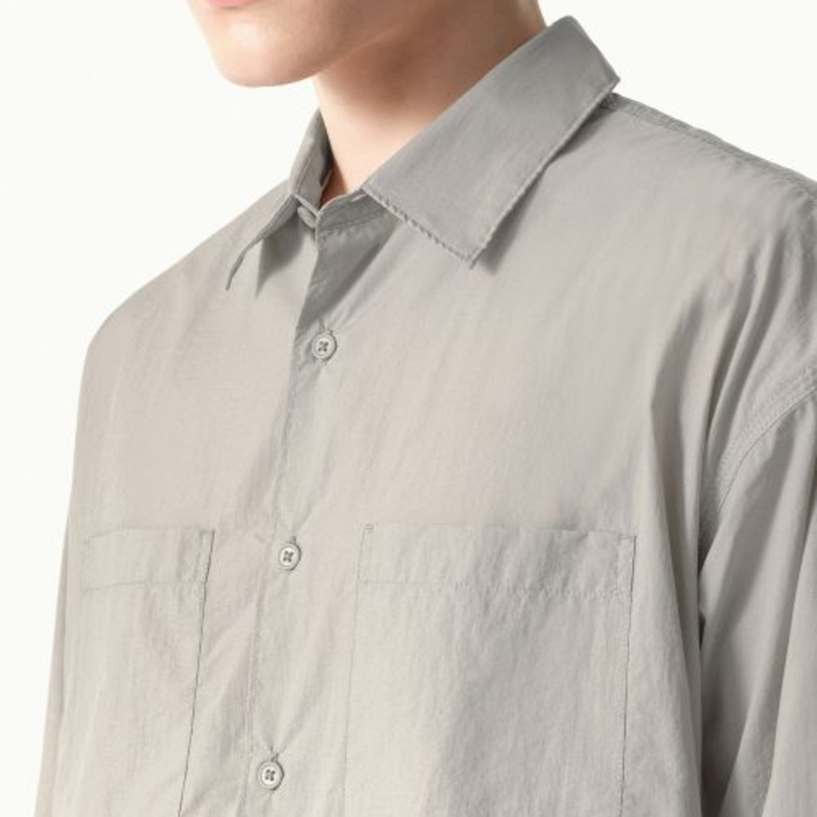 City Leisure Lightweight Nylon Oversized Shirt [Light Grey]