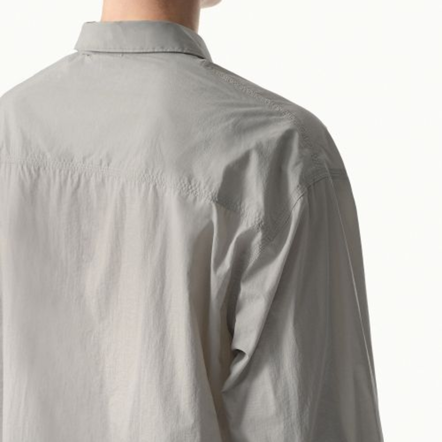 City Leisure Lightweight Nylon Oversized Shirt [Light Grey]