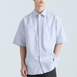 Relaxed Washed Poplin Short Sleeve Shirt [Sky Blue]