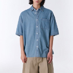 Oversized Short Sleeve Denim Shirt [Light Indigo]