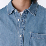 Oversized Short Sleeve Denim Shirt [Light Indigo]