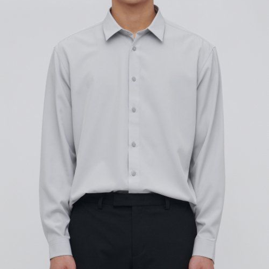 Relax Fit Silky Shirt [Light Grey]