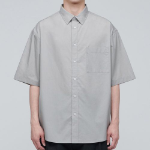 Oversized Poplin Short Sleeve Shirt [Light Warm Grey]