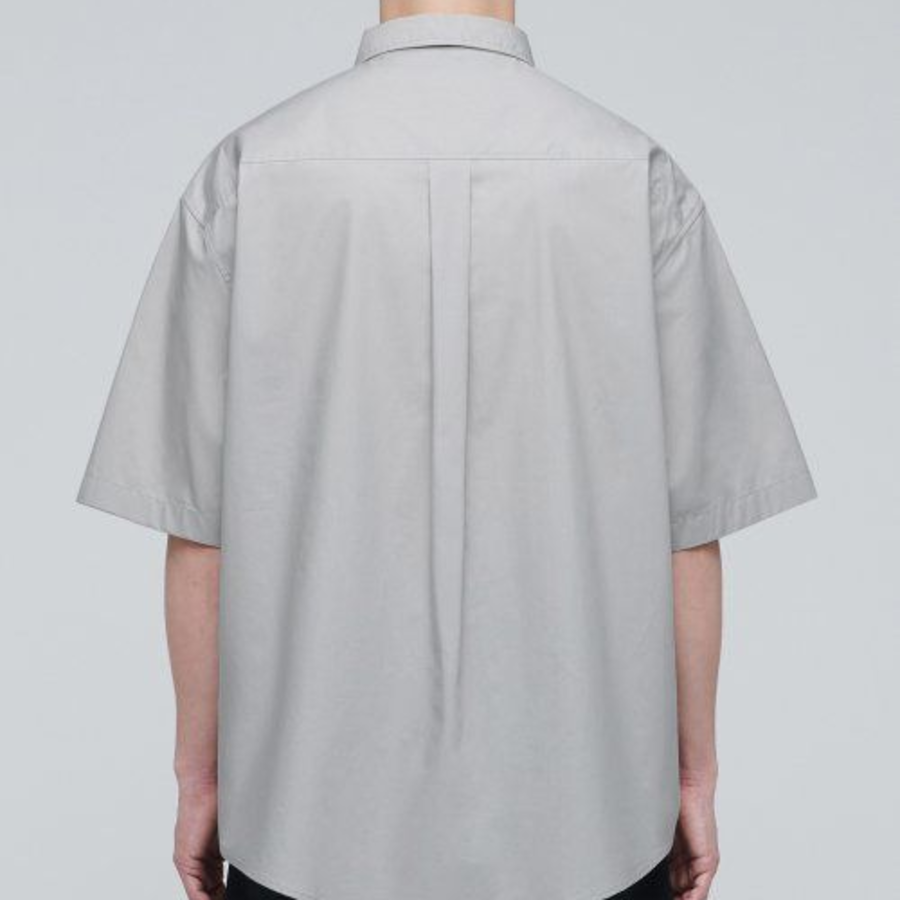 Oversized Poplin Short Sleeve Shirt [Light Warm Grey]