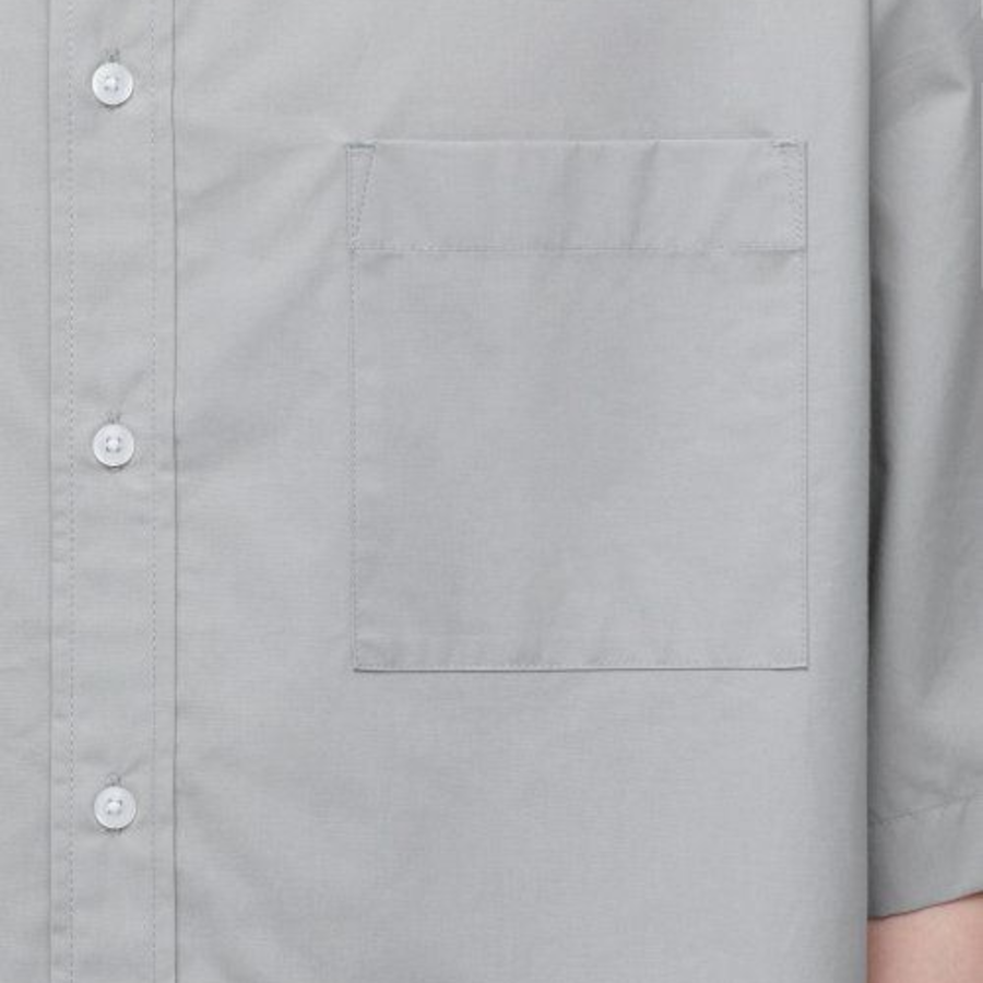 Oversized Poplin Short Sleeve Shirt [Light Warm Grey]