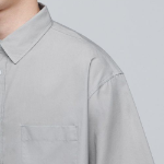 Oversized Poplin Short Sleeve Shirt [Light Warm Grey]