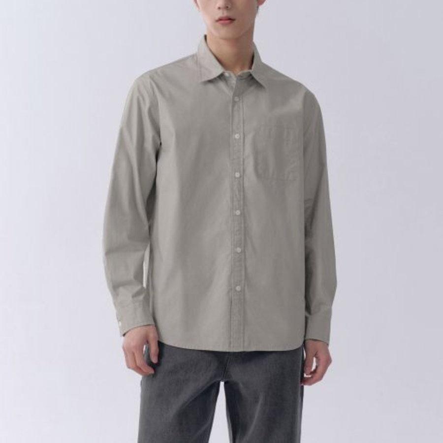 Basic Washed Poplin Shirt [Light Warm Grey]