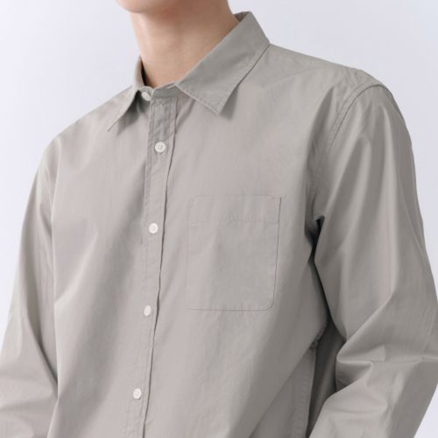 Basic Washed Poplin Shirt [Light Warm Grey]
