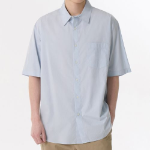 Relaxed Soft Poplin Short Sleeve Shirt [Sky Blue]