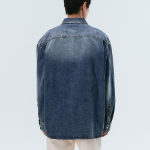 Big Brush Oversized Denim Shirt [Medium Indigo]