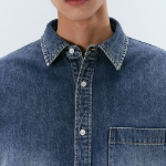 Big Brush Oversized Denim Shirt [Medium Indigo]