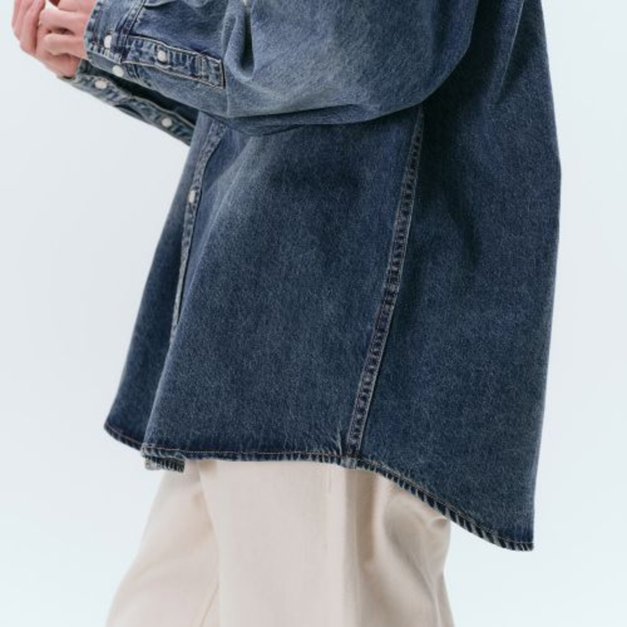 Big Brush Oversized Denim Shirt [Medium Indigo]