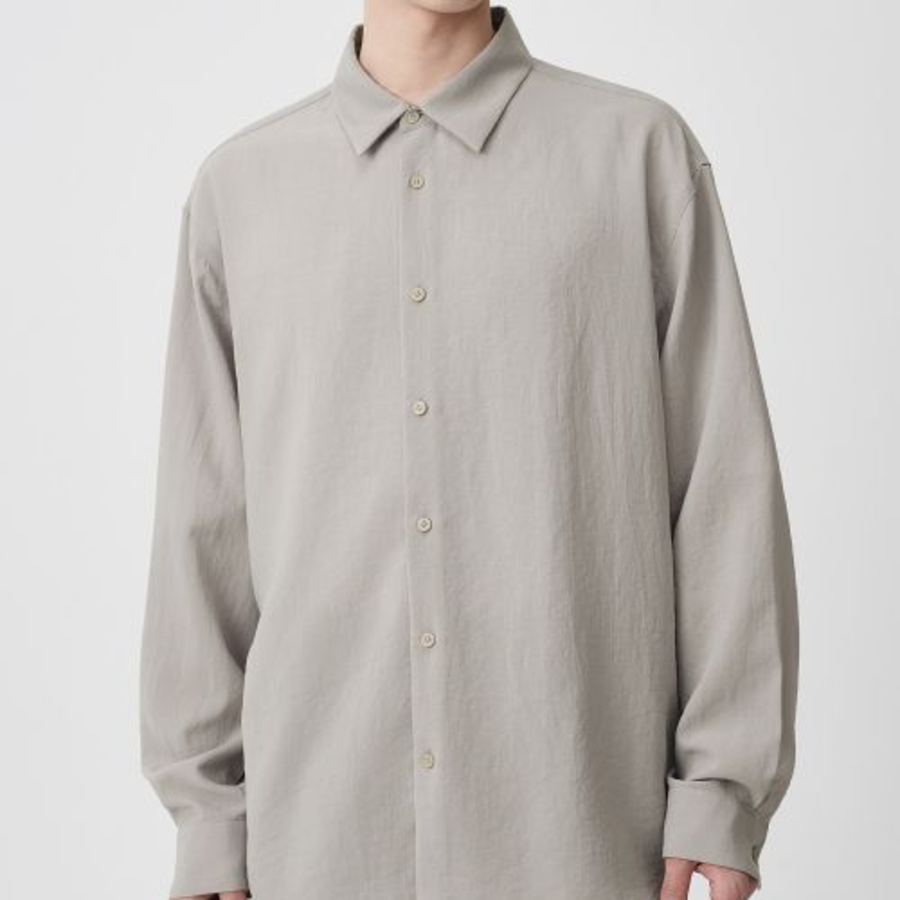 Relaxed Linen Like Shirt [Light Beige]