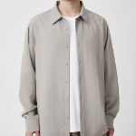 Relaxed Linen Like Shirt [Light Beige]