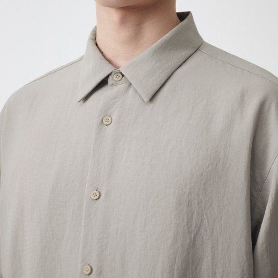Relaxed Linen Like Shirt [Light Beige]