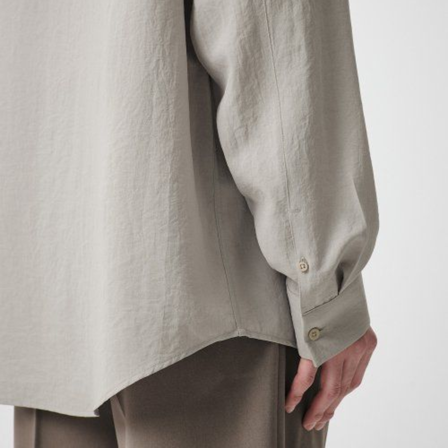 Relaxed Linen Like Shirt [Light Beige]
