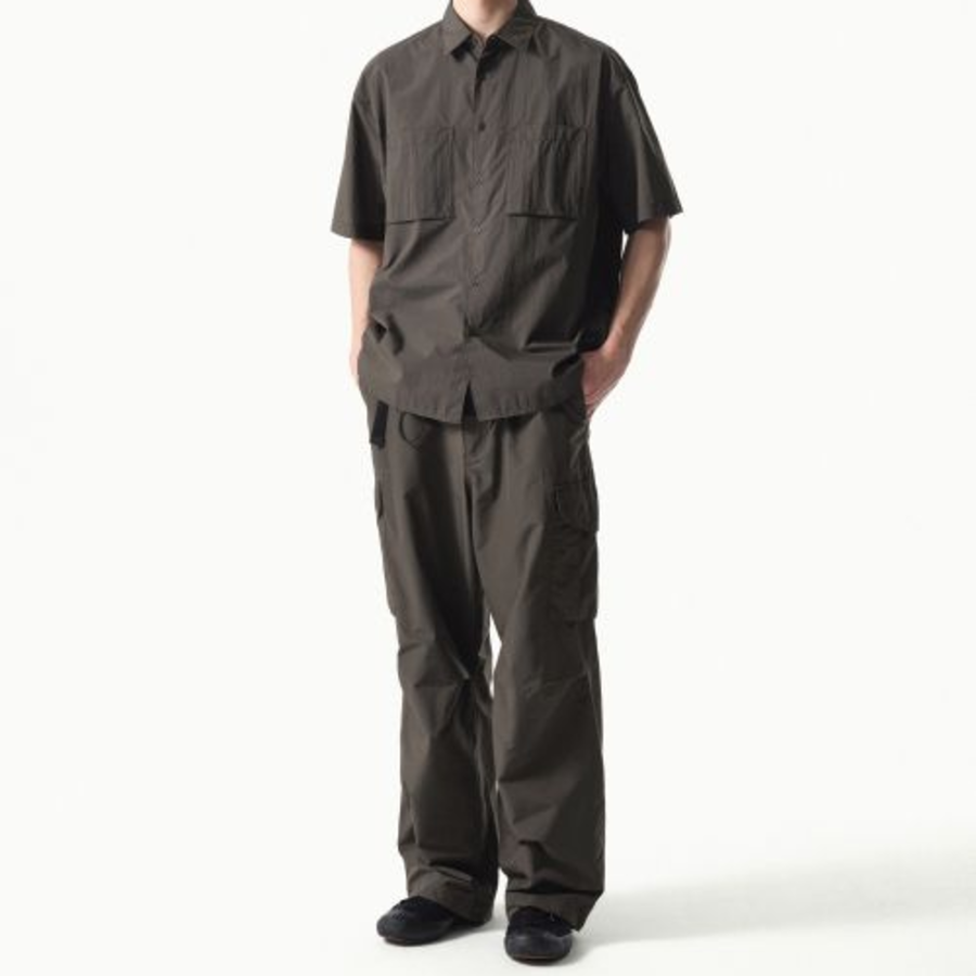 City Leisure Lightweight Nylon Oversized Short Sleeve Shirt [Mud Grey]