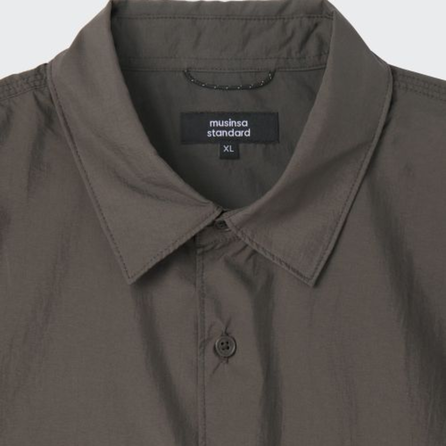 City Leisure Lightweight Nylon Oversized Short Sleeve Shirt [Mud Grey]