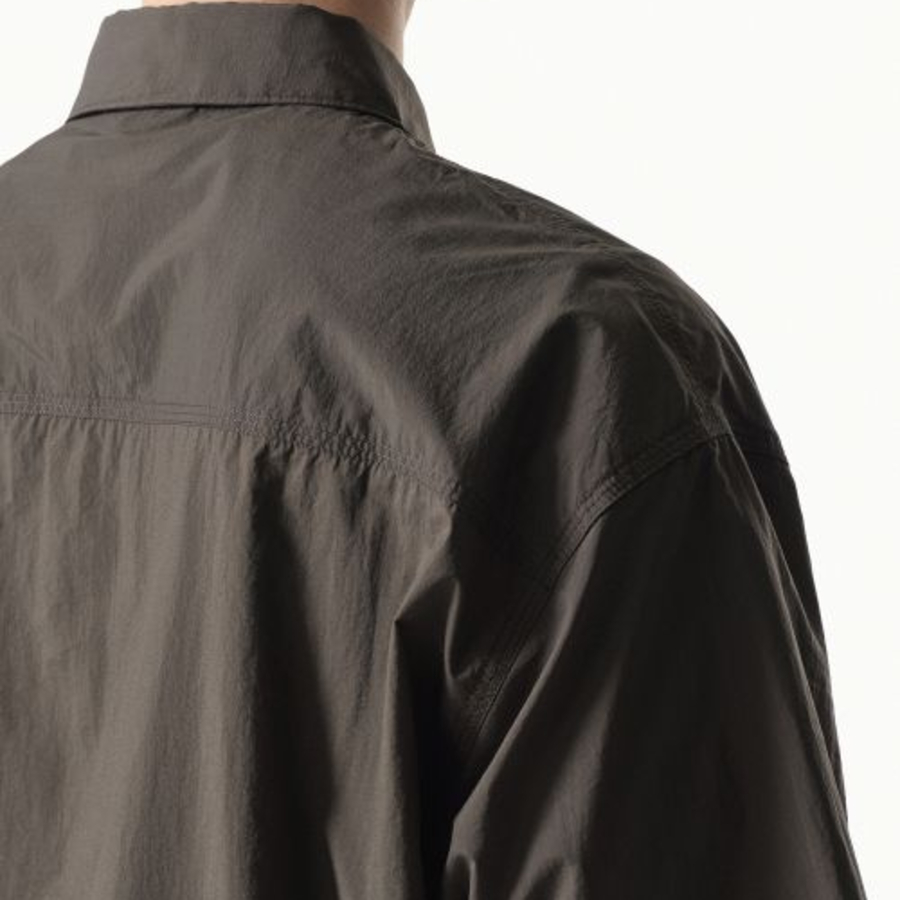 City Leisure Lightweight Nylon Oversized Short Sleeve Shirt [Mud Grey]