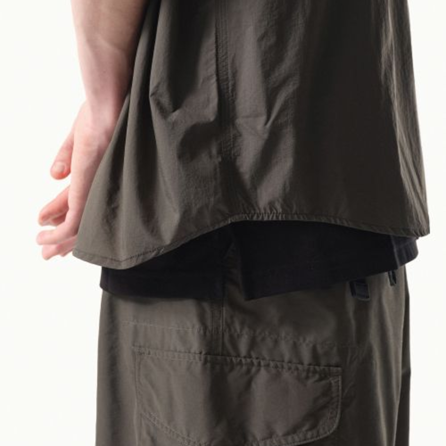 City Leisure Lightweight Nylon Oversized Short Sleeve Shirt [Mud Grey]