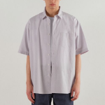 Relaxed Soft Poplin Short Sleeve Shirt [Purple Gray]