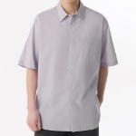 Relaxed Soft Poplin Short Sleeve Shirt [Purple Gray]
