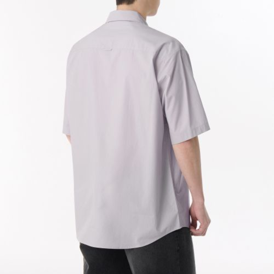 Relaxed Soft Poplin Short Sleeve Shirt [Purple Gray]