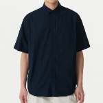 Relaxed Washed Poplin Short Sleeve Shirt [Navy]