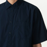Relaxed Washed Poplin Short Sleeve Shirt [Navy]