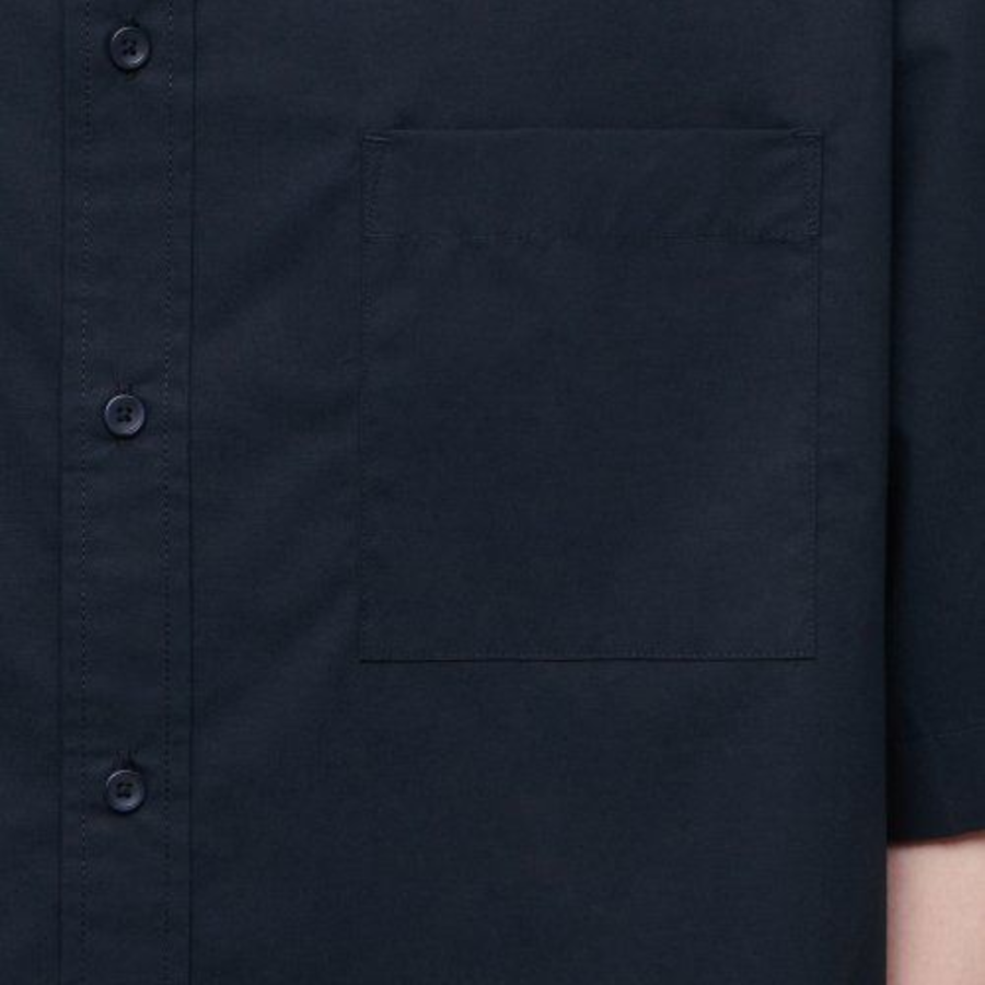 Oversized Poplin Short Sleeve Shirt [Navy]