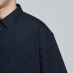 Oversized Poplin Short Sleeve Shirt [Navy]