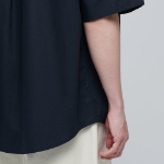 Oversized Poplin Short Sleeve Shirt [Navy]