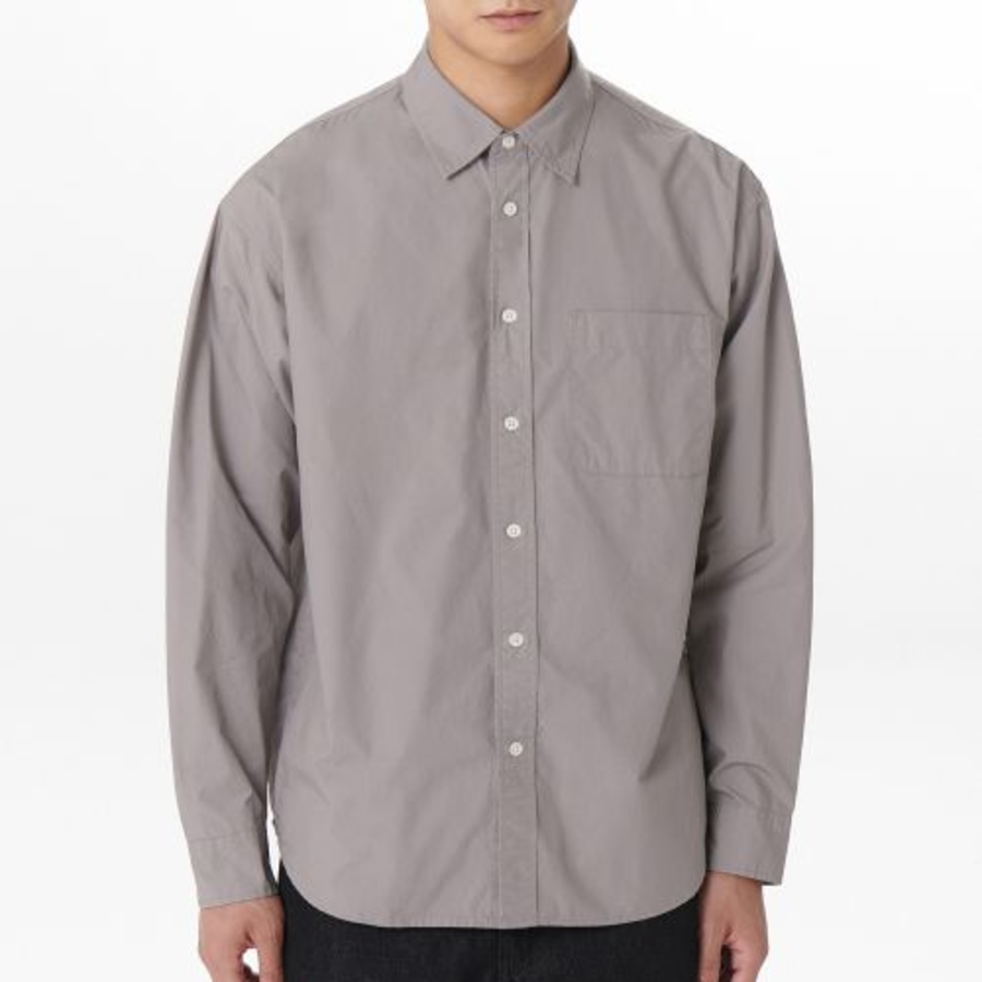 Relaxed Washed Poplin Shirt [Gray]