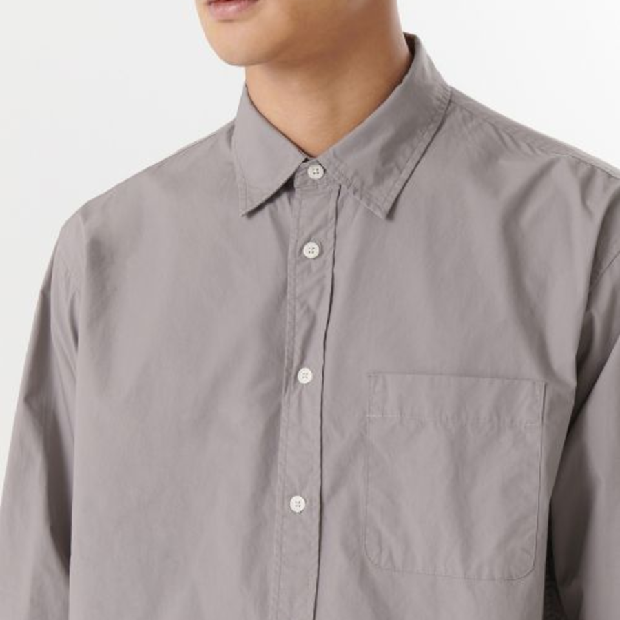 Relaxed Washed Poplin Shirt [Gray]
