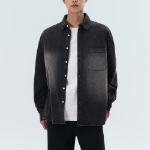 Big Brush Oversized Denim Shirt [Black]
