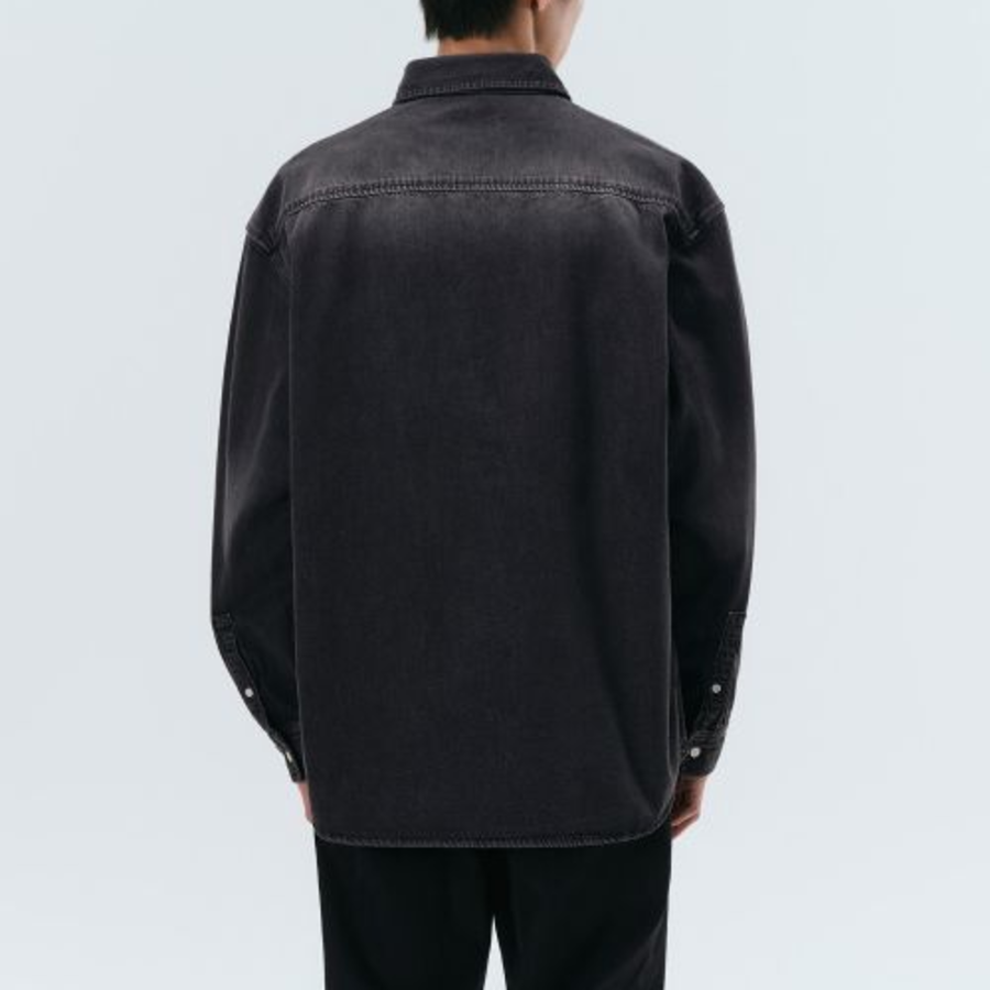 Big Brush Oversized Denim Shirt [Black]