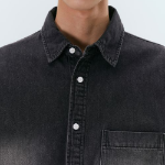Big Brush Oversized Denim Shirt [Black]