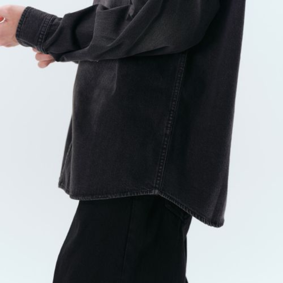 Big Brush Oversized Denim Shirt [Black]