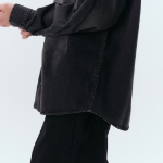 Big Brush Oversized Denim Shirt [Black]