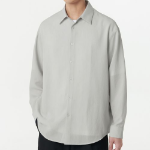 Relaxed Linen-Like Shirt [Light Warm Grey]