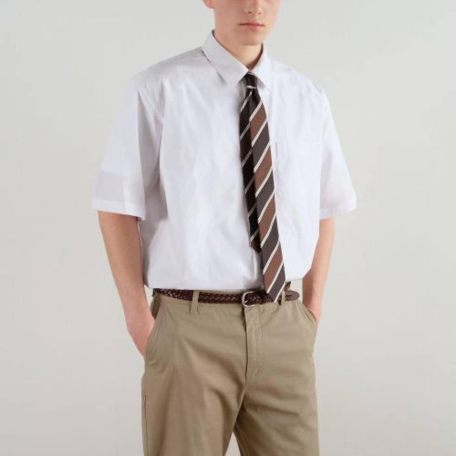 Relaxed Soft Poplin Short Sleeve Shirt [White]